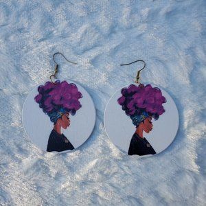 Purple Big Hair Earrings